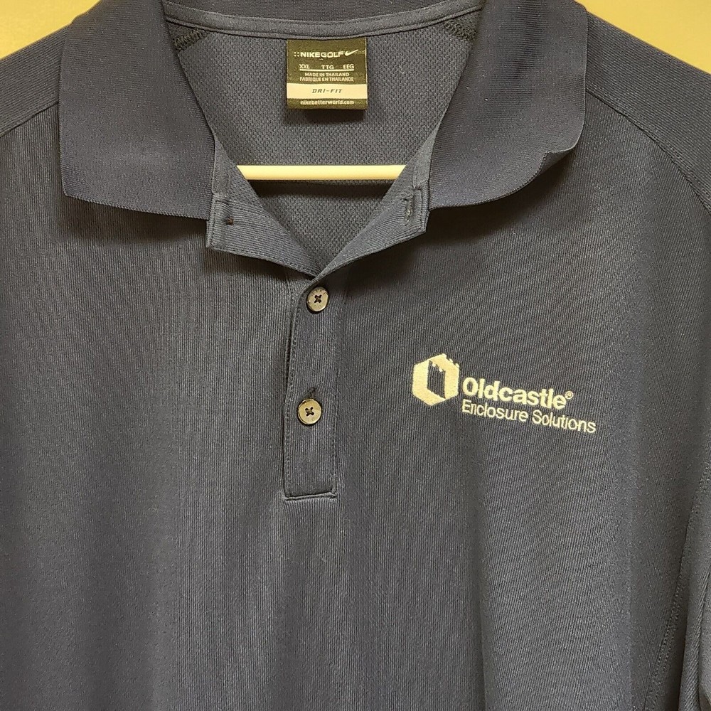 Nike Golf Men's Polo Shirt 2XL Blue Solid Dri-Fit Short Sleeve Logo